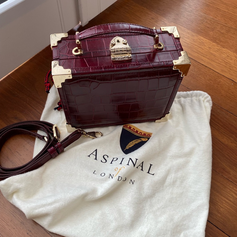 Aspinal of London croc embossed trunk bag